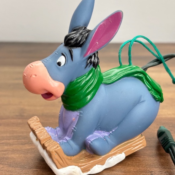 VINTAGE Disney Winnie The Pooh EEYORE On SLED Figure Christmas Ornament Light Up - Picture 1 of 10